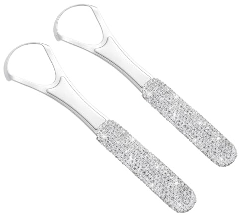 Ipetboom Raschietto per Lingua in Acciaio Inox 2 Pezzi con Decorazioni Spazzolino per la Lingua Ergonomico e Igienico Puliscilingua per Alito Fresco e Uso Familiare Strumento Portatile