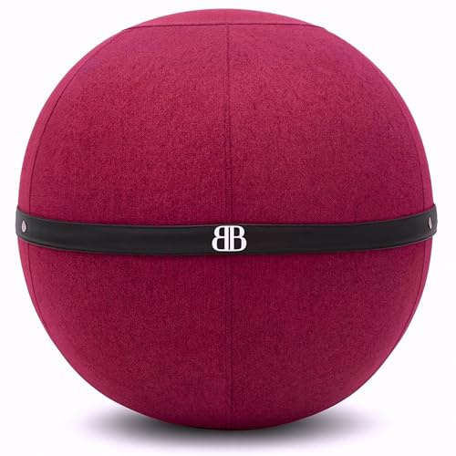 The Bliss Ball Palla Seduta Ufficio - Sedia Palla ufficio e Yoga - Palla Fitness Anti-Mal di Schiena - Seduta Dinamica e Postura Migliorata - Rivestimento antiscivolo lavabile (Rosso)