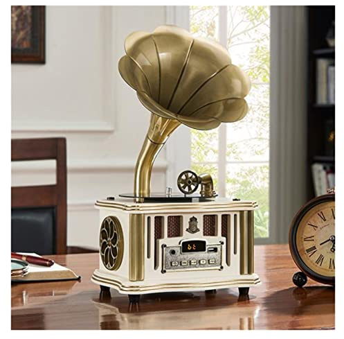 Mini grammofono retrò Ornamenti antichi Giradischi in stile europeo Giradischi vintage Mini altoparlante(Plug-in)