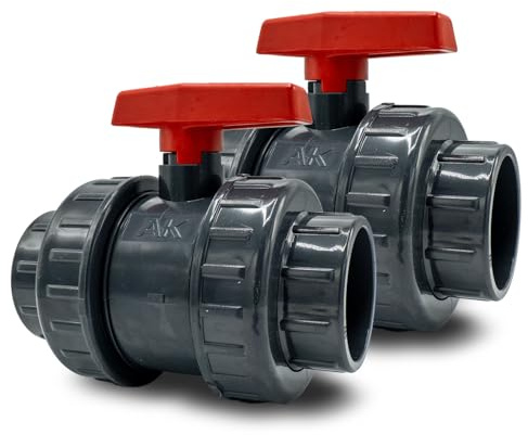 Baumaxxe 2x PVC Kugelhahn 63mm - 2-Wege Absperrhahn Pool - 16 Bar - bm002