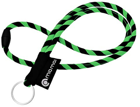 mia mai Schlüsselband mit Sicherheitsverschluss in Neon (Blau/Schwarz), Lanyard, Schlüsselbänder bunt, Schlüsselanhänger Band, Schlüsselband Lang, Umhängeband Schlüssel, Lanyards, Schlüssel Band