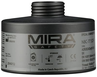MIRA SAFETY M Gas Mask Filter - Certified CBRN Filter for Full Face Respirator Mask, 40 mm NATO Gas Mask Filter, Longest 20 Year Shelf Life, Vacuum Sealed NBC Filters, Compatible with Mira Gas Mask