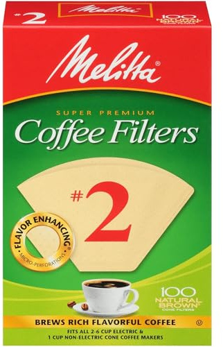 Melitta 622752 #2 Natural Brown Cone Coffee Filters 100 Count (2pack)