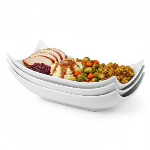 LAUCHUH Serving Platters, Porcelain Decorative Bowl White Serving Dishes for Entertaining Decorative Centerpiece Deep Bowl Set Set of 3, 12-Inch for Easter, Mother's Day Party
