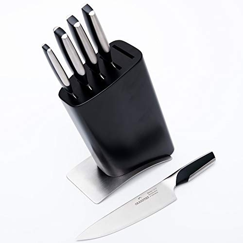 GrandTies Lot de 7 couteaux de cuisine professionnels avec bloc, aiguiseur de couteaux de cuisine | Acier inoxydable allemand à haute teneur en carbone, ensemble de couteaux de chef ultra tranchants,
