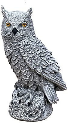 stoneandstyle Steinfigur Uhu klein Steinguss frostfest wetterfest Gartenfigur