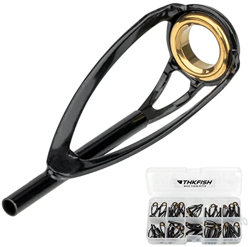 THKFISH Angelrute Reparatur Set Spitzenring Stipprute Tip Tops 50 Stück Ersatz-Kit für Angelrutenspitzen 10 Größen-A Black