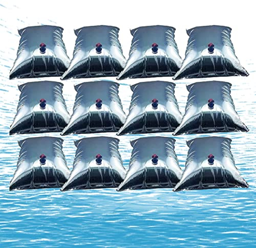 0℃ Outdoor 12pcs Wasserbeutel Wassersack, Faltbarer Wasserkanister mit Hahn, Bib Steriler Notwasserbeutel, Notfallvorsorge Beutel, Wassertank für Wandern Camping Trinkwasserkanister,12x5L
