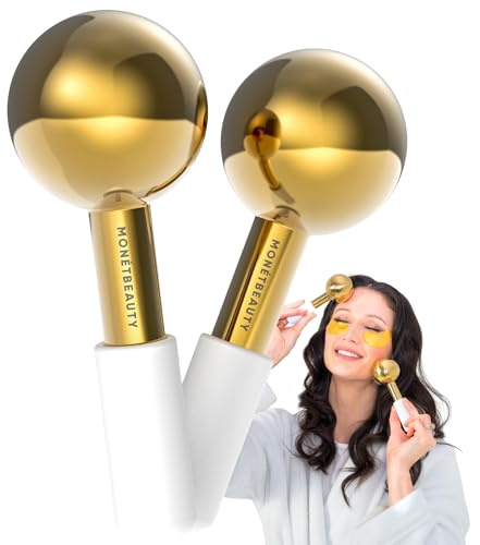 MonétBeauty Globos de Hielo de Metal para tratamientos faciales (Dorado)