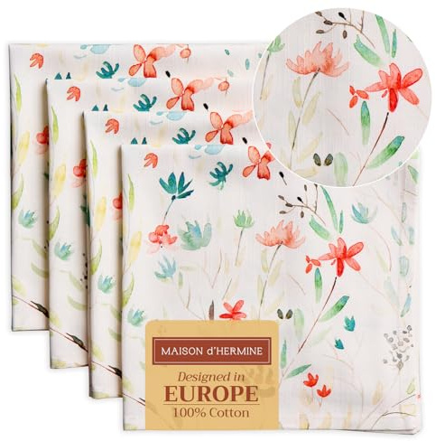 Maison d'Hermine Stoffservietten 100% Baumwolle (45 cm x 45cm, 4er-Set) | Wiederverwendbar, quadratisch, waschbar, ideal für Dinnerpartys, Hochzeiten und Frühjahr Sommer - Colmar