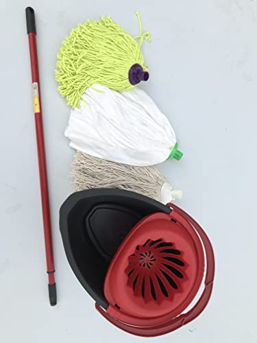 Set Per Pulizia Casa Uffici Condomini Secchio Bastone Mop tre(3) Tipi Cottone Microfibra Viscosa ideale per grandi piccoli superfici da completo fare pulizia giornalieri parquet