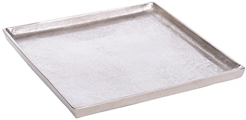 Brandsseller Tablett Deko ca. 25x25 cm Quadratisch Aluminium Deko Teller Deko Schale Silber