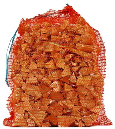 sackmaker Net Bags - Industry Grade Net Bags for Logs, Kindling, Shellfish, Vegetables, Fruit etc. Drawstring closing tie built into the bag (45x60cm, 20)
