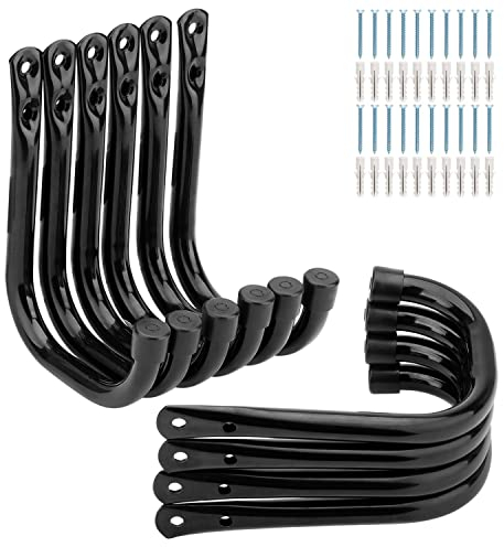 PiPaFox Ganchos de almacenamiento de garaje, gancho organizador resistente, sistema de montaje en pared para cuerdas, botas, palas, herramientas de jardín, artículos a granel (negro, 14 cm x 10,6 cm)