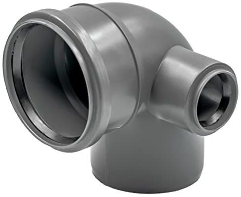 Gomito di riduzione HT DN 110 × 50 90° destro grigio | gomito di diramazione HT, silenzioso e resistente alle alte temperature