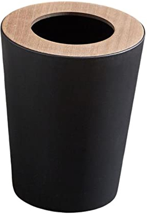 perfk Cubo de basura interior, papelera de contenedor de basura, cubos de basura redondos sin tapa, caja de basura, papelera de baño interior para baño, 7L Negro