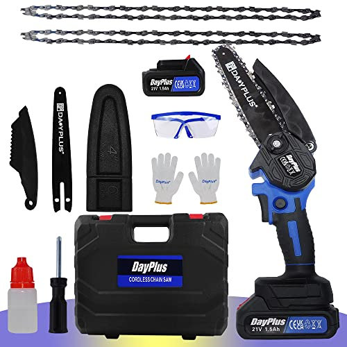 Mini Chainsaw Cordless 6 Inch Brushless Motor Powerful Electric Small Hand Portable Chain Saw with 1500mAh Battery and Charger, Cordless Chain Saw Pruning Shears Chainsaw for Tree Branches