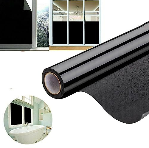 WY8 Black Window Film 90 x 200cm Total Blackout Privacy Glass Window Film Block Out 100 Percent Light Black Tint Self- Adhesive Sun Protection Privacy Window Film 90 x 200