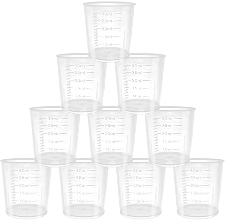 30ml Measuring Cups, Medicine Graduated Jug Transparent Kitchen Measure Containers for Cooking DIY Handmade, 10 Pack