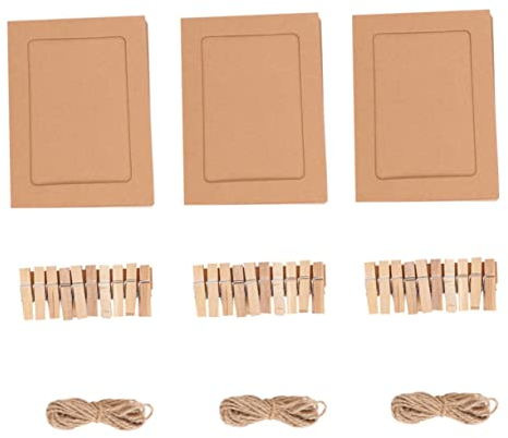 Garneck Papierrahmen Vintage Mit Klammer Und Schnur Diy-bilderrahmen Aus Papier Fotorahmen Mit Klammern Und Seil Bastelpapier-fotorahmen Für Wanddekoration