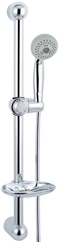 Asta Doccia Con Soffione E Con Doccetta Multigetto Cromato, Saliscendi Completo Per Doccia Regolabile Con Altezza 70 Cm, Colonna Doccia Con Supporto Portasapone Senza Miscelatore (Senza Soffione)