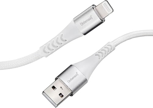 Intenso A315L USB-A auf Lightning Kabel 1,5m - MFi Ladekabel für iPhone | Zertifiziertes Datenkabel für iPad & iPod, 2.4A Schnellladen, 480 Mbit/s Datentransfer, Weiß mit Knickschutz