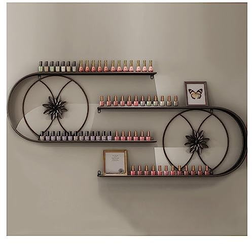 ZBJDX U-FöRmiges Nagellackregal Aus Metall, An Der Wand Montiertes Flaschenregal FüR äTherische öLe, Nagelstudio-Wandregal,Schwarz