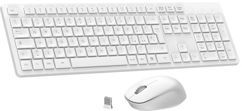 LeadsaiL Kit Tastiera e Mouse Wireless con Tastierino Numerico, Layout Italiano QWERTY, 2,4 GHz USB, Silenzioso, Compatibile con PC, Desktop, Laptop, Computer per Windows, HP, Lenovo, Mac-Bianco