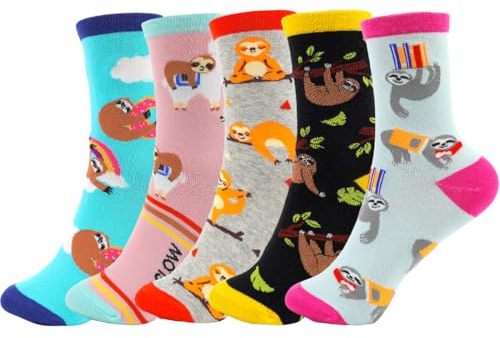 MorLuks Calzini Donna Divertenti, 5 Paia Calzini Scimmia, Calzettoni Donna Invernali, Calze Natalizie, Calze Termiche per Natale Capodanno San Valentino Compleanno Regalo