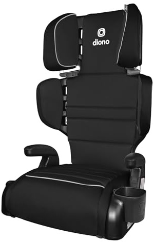 Diono Connect3 R 2-in-1 High Back Booster, Slim Fit 3-Across in Many Mid-Sized Sedans and SUVs, for Children from 40-120 lbs., Lightweight with Cupholder, Black Storm