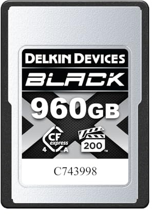 Delkin Devices 960GB Black CFexpress Type A Memory Card – Up to 1830MB/s Read, 1740MB/s Write Speeds for 8K, 6K & 4K Video, VPG200
