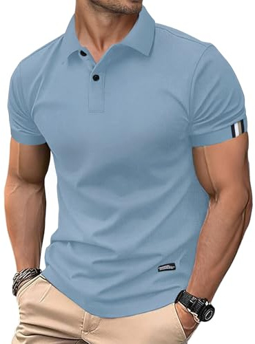 HMIYA Herren Poloshirt Kurzarm Männer Sommer Knopfleiste T-Shirts Basic Golf Polohemd