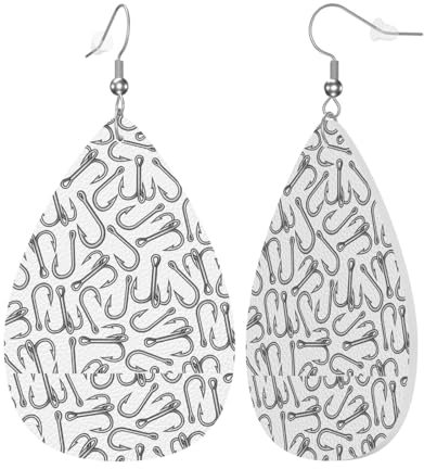 Damen-Leder-Wassertropfen-Ohrringe, Tropfenform, baumelnder Ohrring, einfacher Angelhaken, Schmuck, Geschenk für Partys, Feiertage, Einheitsgröße, Leder