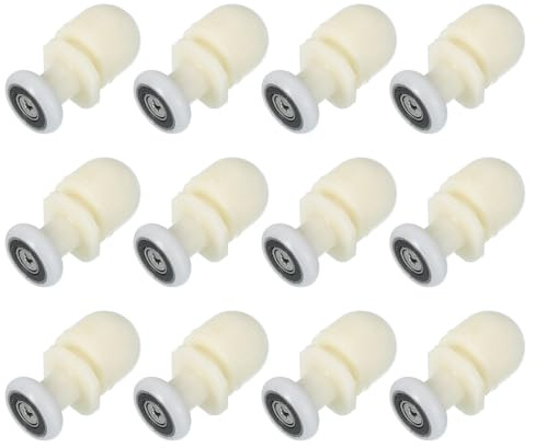 sourcing map 19mm Shower Door Rollers, Sliding Shower Doors Runners Wheels Replacement for Bathroom Glass Doors 4-6mm, White 12 Pcs
