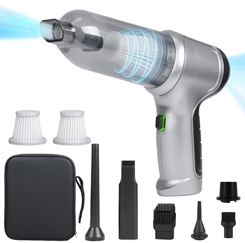 EcoNour Handheld Vacuum Cleaner | Powerful Suction and Blower | 25-30Mins Long Runtime | Portable Mini Vacuum | 2 Filters | Multiple Brush Heads for Home Car Carpet Stairs Pet Hair Cleaning - Grey