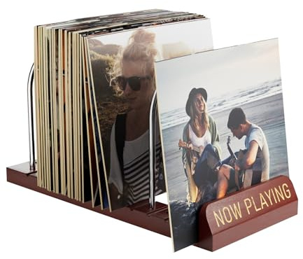HULISEN Vinyl Record Holder, Now Playing Vinyl Stand for 50 LPs, Wooden Record Storage Rack for Album Display & Shelf Organising, Great Gift for Album Collectors