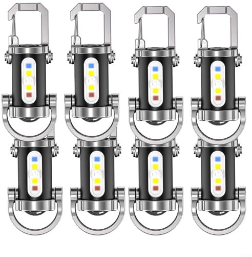Puupaa Lot de 4 mini lampes de poche LED rechargeables de type C - Portable et étanche - Modes stroboscopiques - Pour les aventures en plein air