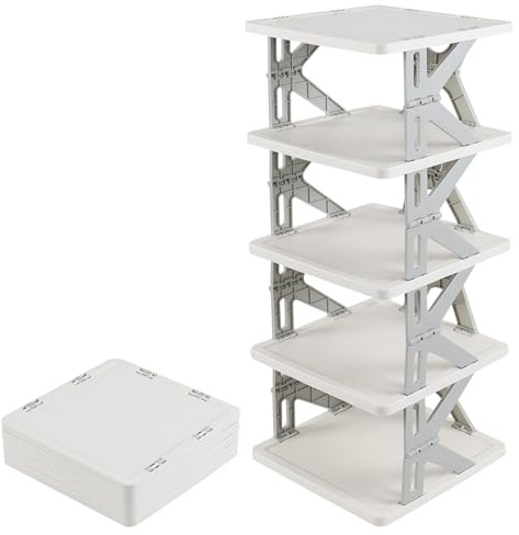 Yesdate Scarpiera a 5 ripiani senza montaggio, piccola scarpiera stretta per risparmiare spazio, scarpiera pieghevole per ingresso, porta d'ingresso, armadio, camera da letto