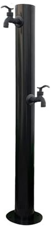 Fontana da Giardino Esterno in Acciaio Inossidabile Fontanella a Colonna con 2 Rubinetto Acqua, Fontana in metallo da Giardino Esterno per Giardino Terrazza o Piscina(Black6)