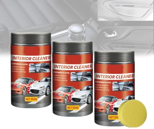Detergente protettivo lucidante per cruscotti interni auto, detergente ripristinante per rivestimenti in plastica interni auto con spugna (3PCS)
