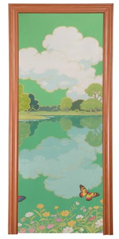 Grön vår sjö dörr dekoration skydd 91 x 248 cm alla hjärtans dörr banderoll semester festtillbehör L