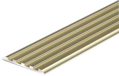 Treppenkantenprofil aus Aluminium, Treppenkantenschutz, Dekorative Kantenstreifen aus Metall für den Außen- und Innenbereich(Beige,4.95 * 90cm/1.9 * 35in)