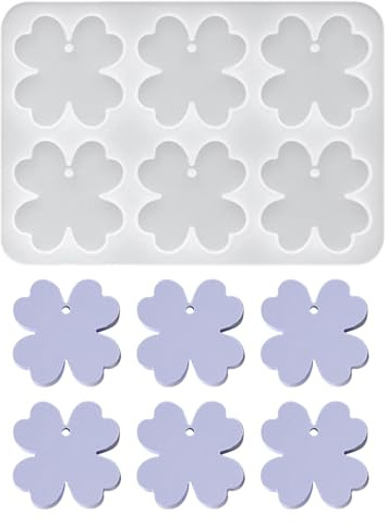 Silikonformen Gießformen, 6 Stück Silikonform Schmetterling Kleeblatt Anhänger, Gips Zum Gießen Gießformen Silikon Kleeblatt Gießform Schlüsselanhänger Epoxidharz DIY Kunst Machen Dekoration (01)