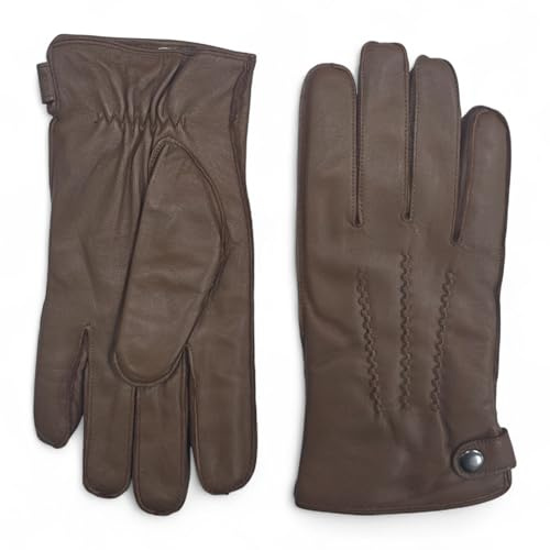Infinity Leather Herren-Winterhandschuhe aus hellbraunem italienischem Leder mit warmem Wollfutter, ideal zum Radfahren, Autofahren und für Freizeitaktivitäten.