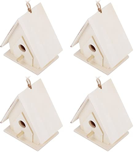 Dioche Cajas para PájarosMini Adornos Colgantes de Madera para Nidos de Pájaros, Adecuados para Decoración de Jardines y Patios, Hechos de Madera de álamo Natural Duradera.
