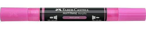 Faber-Castell Multimark Acrylic Dual Marker Colour 329, Hot Pink, Art Set Supplies, Water-Based Acrylic Marker Pen, Double Ended, Bold & Fine Tip, Art Markers, Colouring Pens, Highlighters