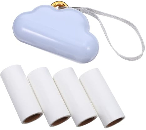 Angoily Rodillo Quitapelusas Adhesivo Forma Nube 5 Piezas (1 Azul 4 Rollos Recargables) Portátil para Ropa, Muebles y Mascotas, Fuerte y Pegajoso, Adecuado para Viaje y Uso Doméstico