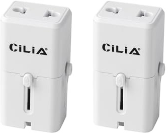 CILIA Universell reseadapter, internationellt uttag för 150 länder med US/UK/EU/AUS-kontakter, kompakt strömadapter för Amerika, England, Japan, resetillbehör (vit) - 2 st