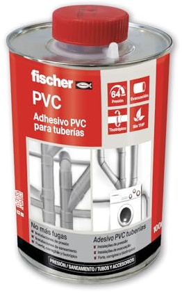 fischer – Adhesivo PVC (lata 1 l) incoloro, instalaciones profesionales, tuberías de PVC rígido para saneamiento, sistemas de riego, abastecimiento de aguas y líquidos, fácil aplicación