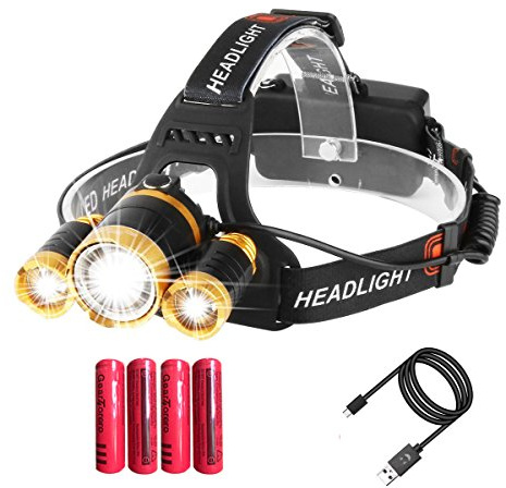 Multiply-X Super Brillant LED Lampe Frontale Rechargeable Lampe de Poche étanche Phare 9000 Lumens, Capteur Zoomable Réglable Torche de Tête pour Camping Chasse Randonnée Courir